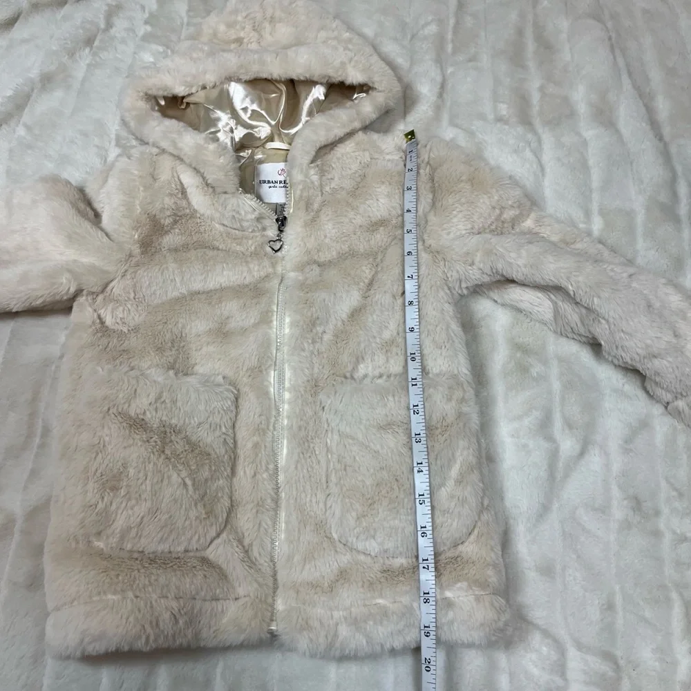Urban Republic Girls M Champagne Faux Fur Zip Winter Fall Solid Preppy Coat City